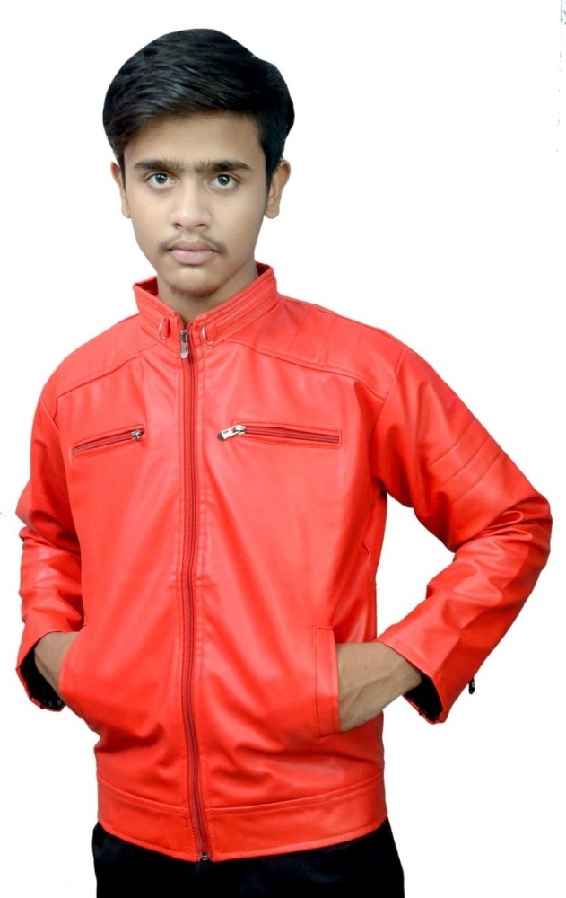 Leather jacket red on sale colour