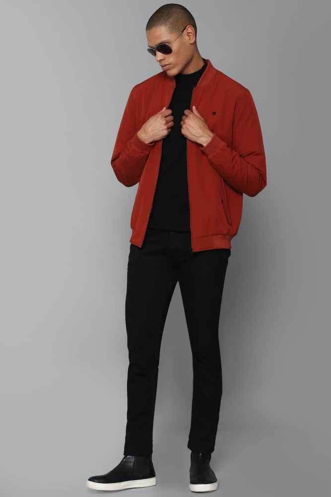 Buy Allen Solly Red Cotton Regular Fit Bomber Jacket for Mens
