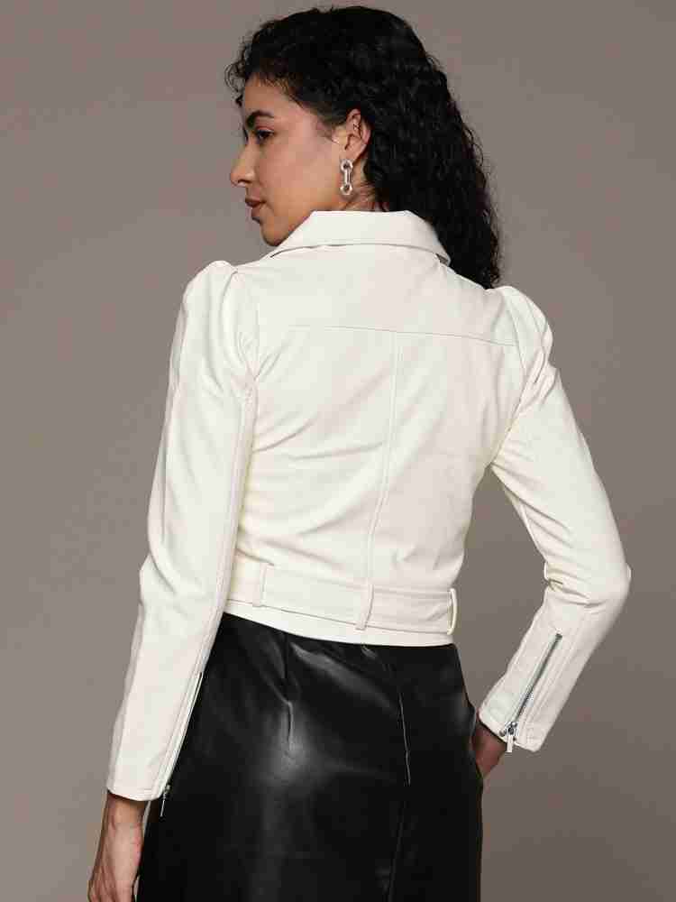 Bebe white clearance leather jacket