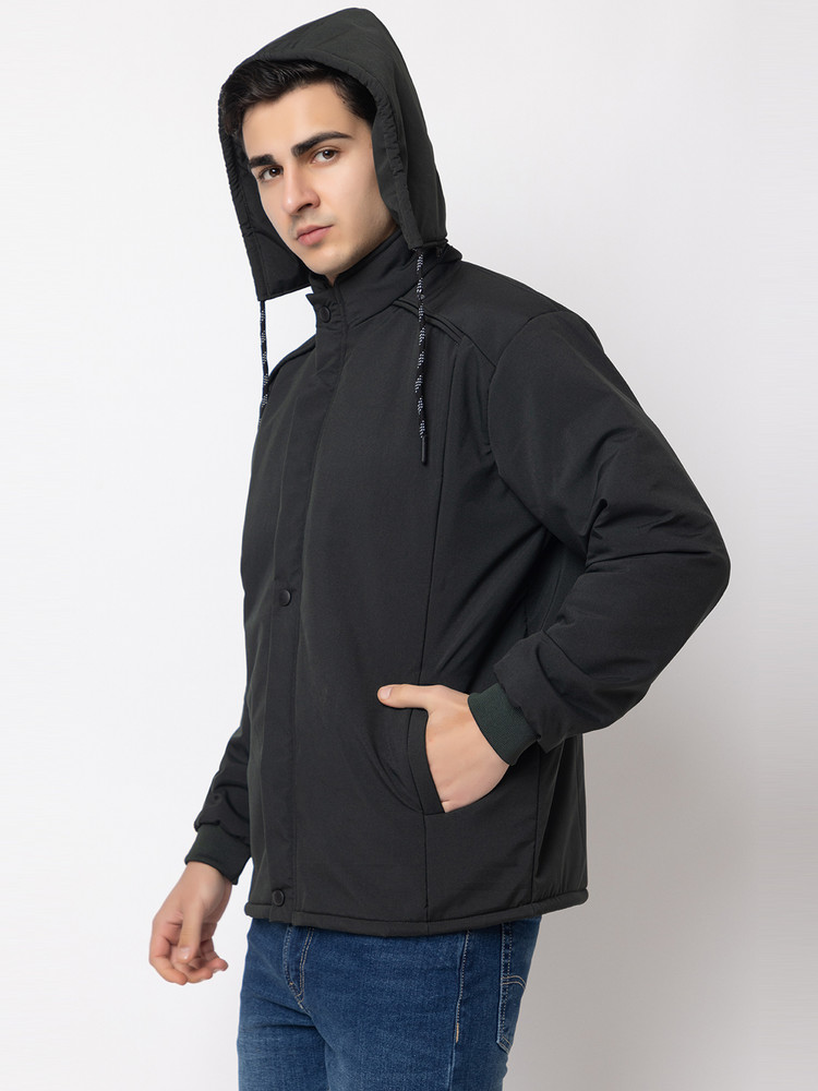 Mens black hooded parka clearance