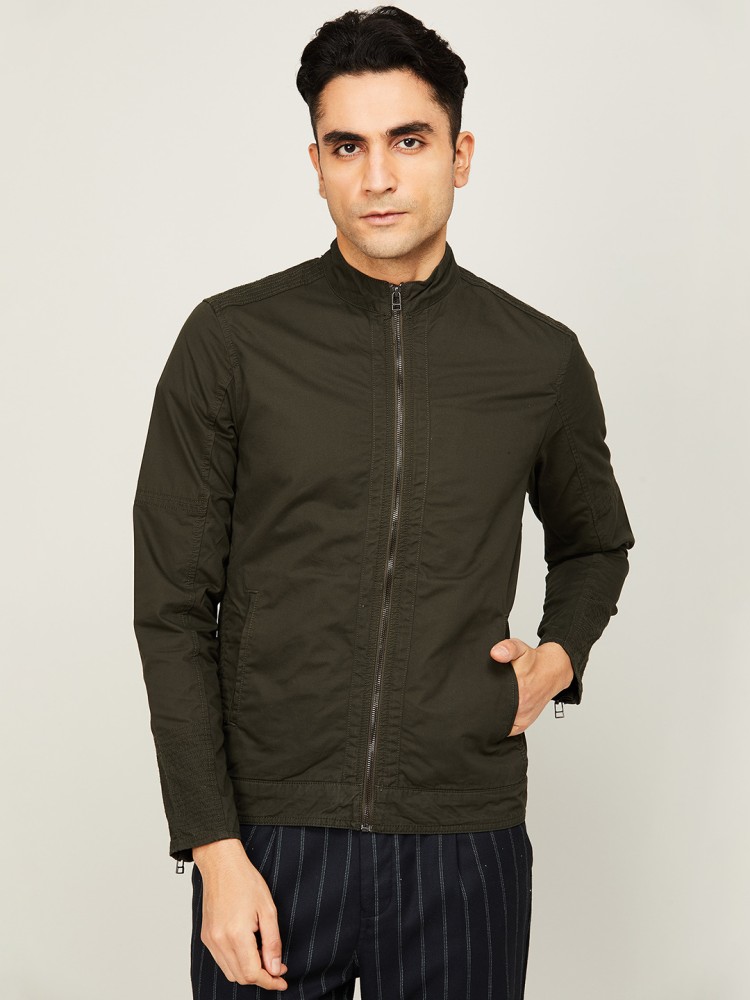 Forca by Lifestyle Olive Cotton Regular Fit Jacket