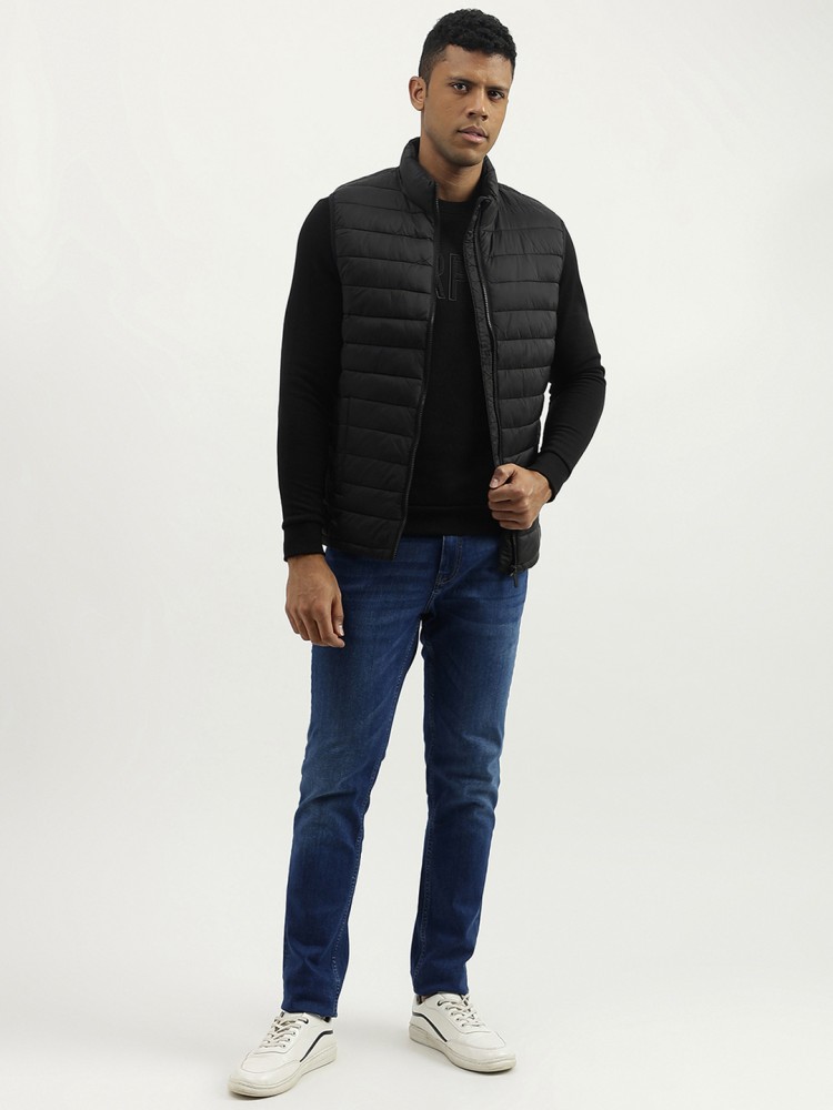 Buy United Colors Of Benetton Men Black Sleeveless Jacket - Jackets for Men  565116