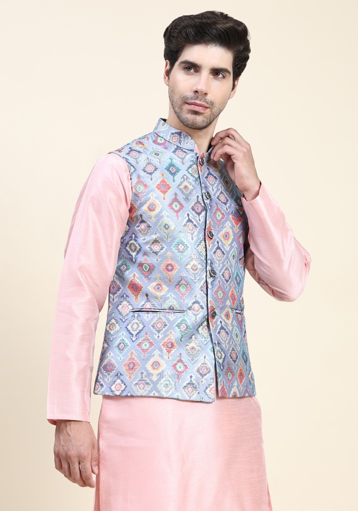 Mens floral cheap nehru jacket