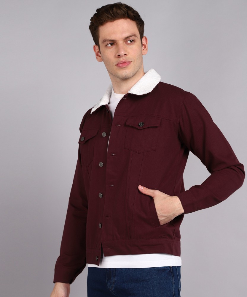 Maroon denim clearance jacket men