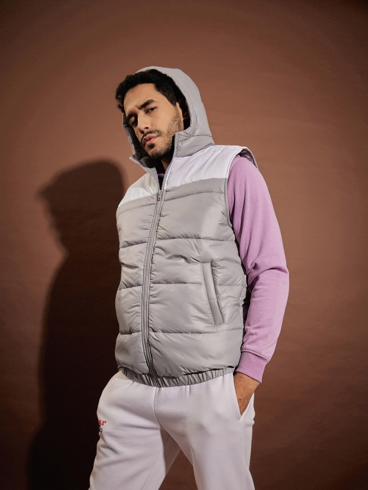 Buy Men's White Sleeveless Puffer Hoodie Jacket Online at Sassafras