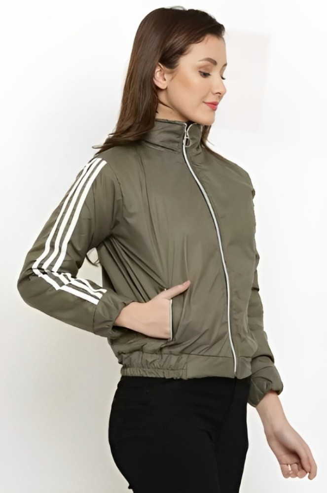 Olive green adidas top track jacket women's