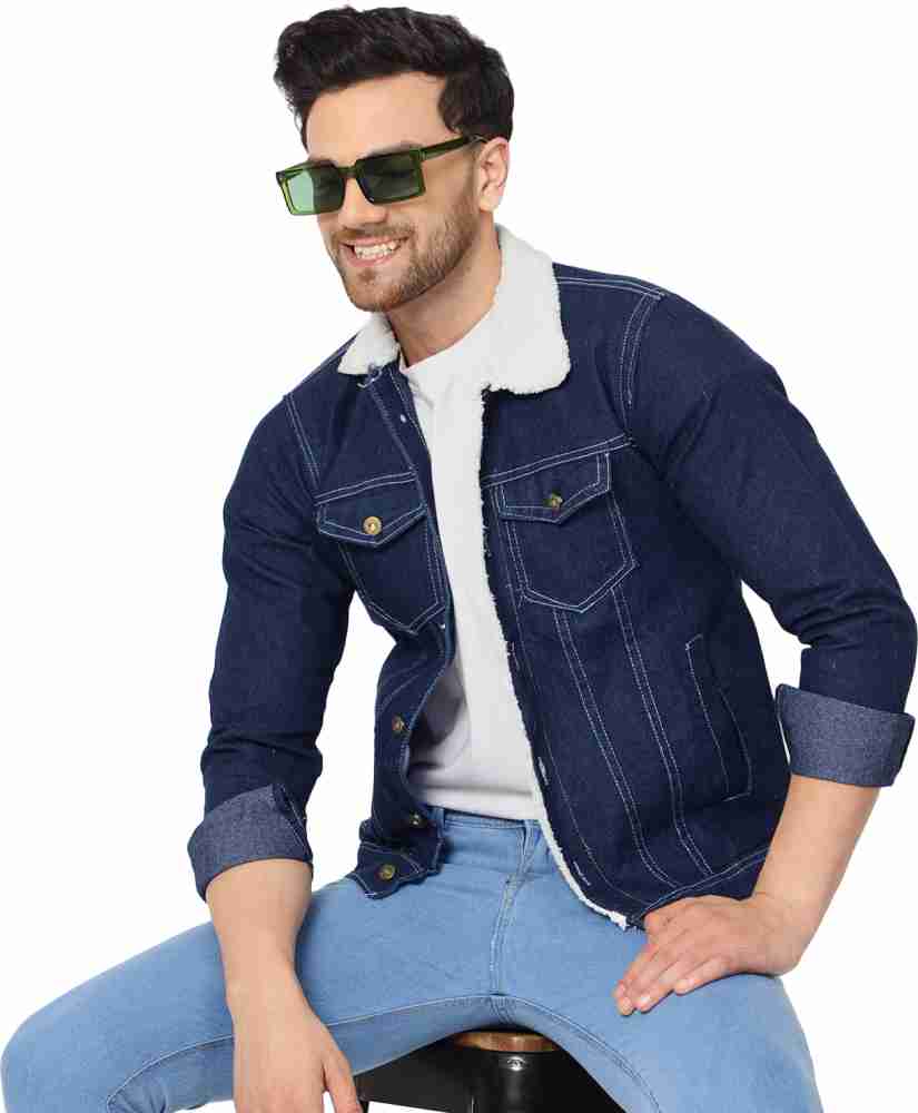 Buy online Dark Blue Solid Denim Jacket from Jackets for Men by Ftx for  ₹899 at 50% off