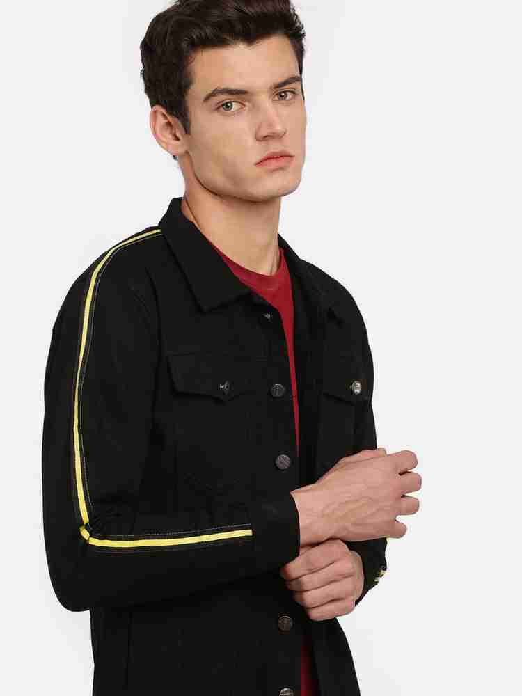 Denim jacket yellow stripe top