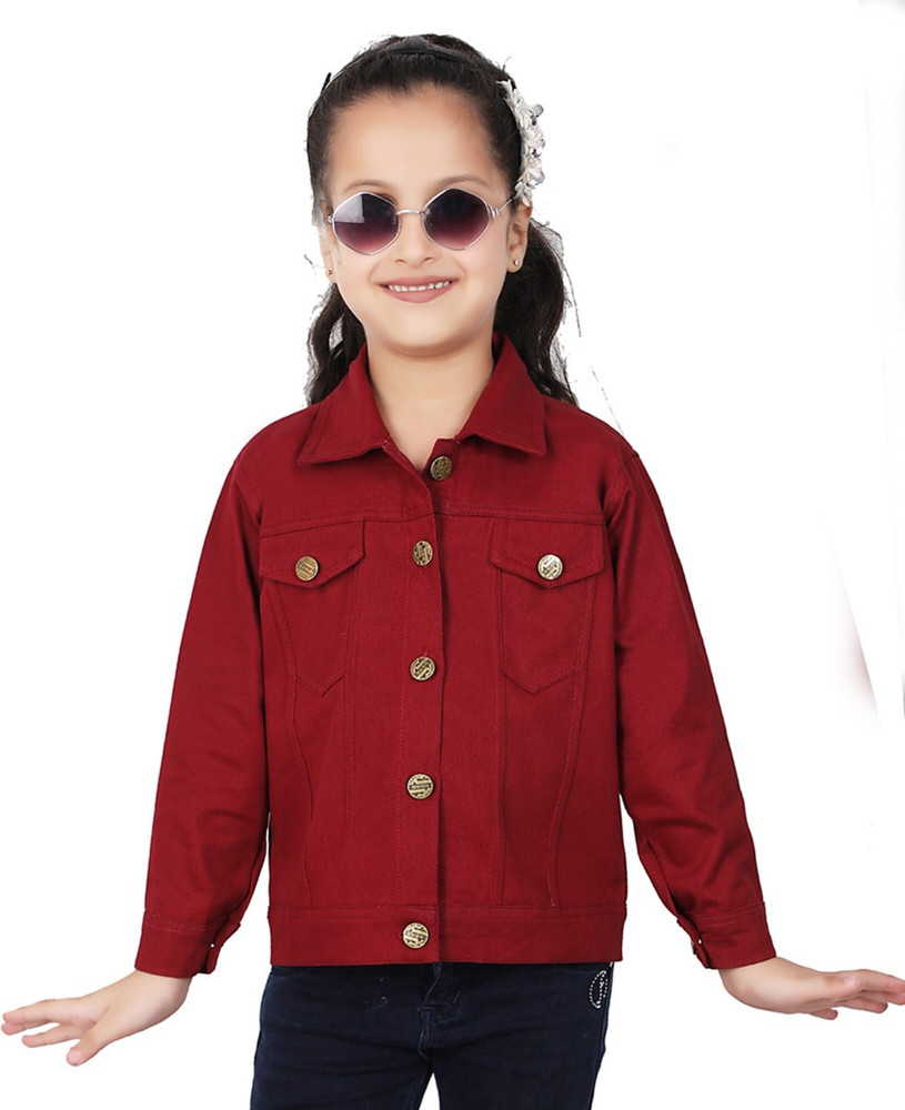 Kids red denim jacket deals