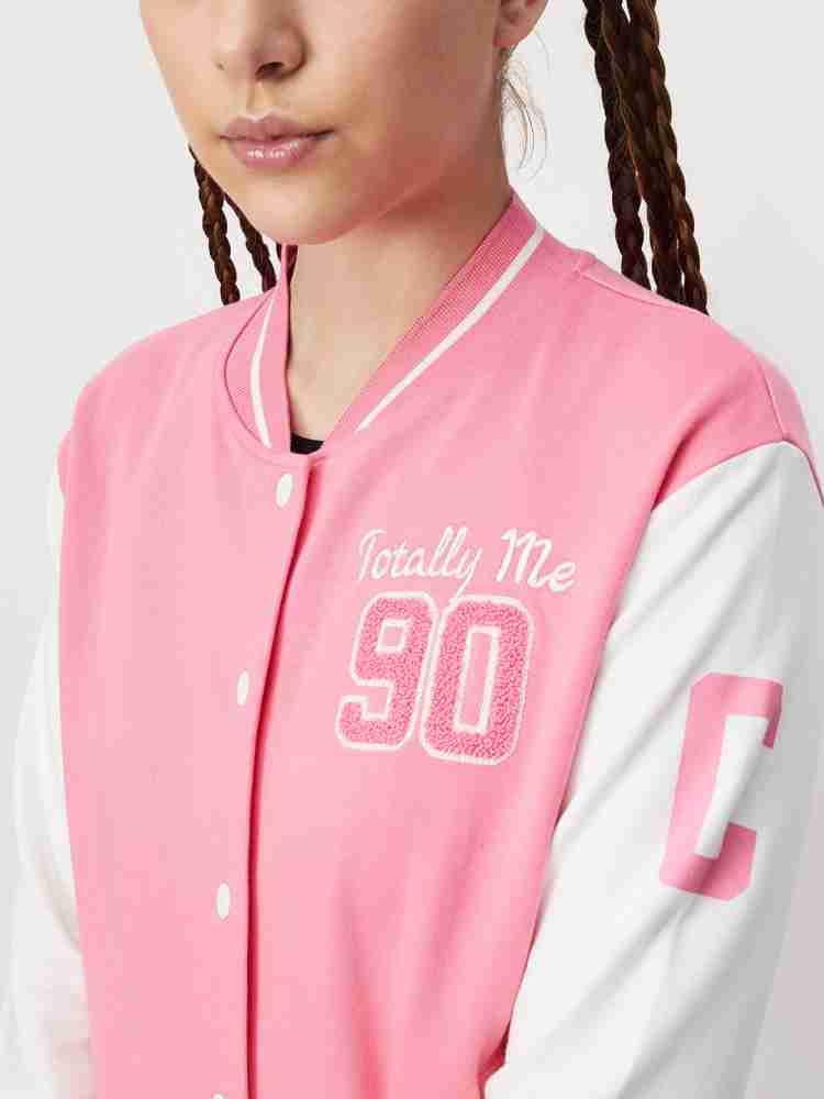 Light pink varsity jacket best sale