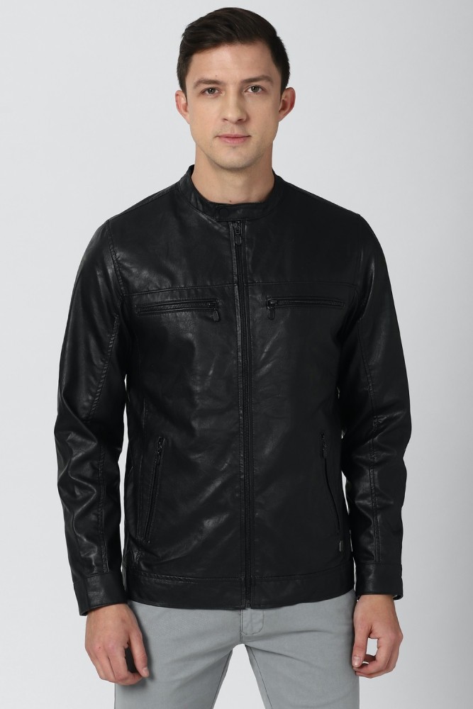 Leather jacket peter england hotsell