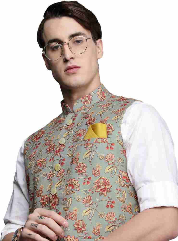 MANYAVAR Sleeveless Floral Print Men Jacket Buy MANYAVAR Sleeveless Floral Print Men Jacket Online at Best Prices in India Flipkart