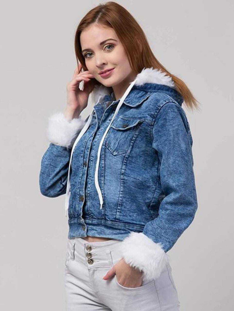 Girls jean jacket with hood sales
