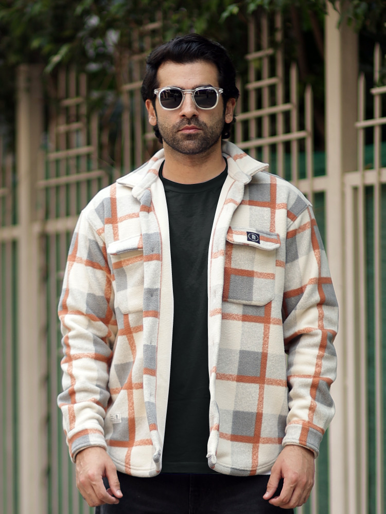 STAY FOOLISH Jacket(checkered kahki)