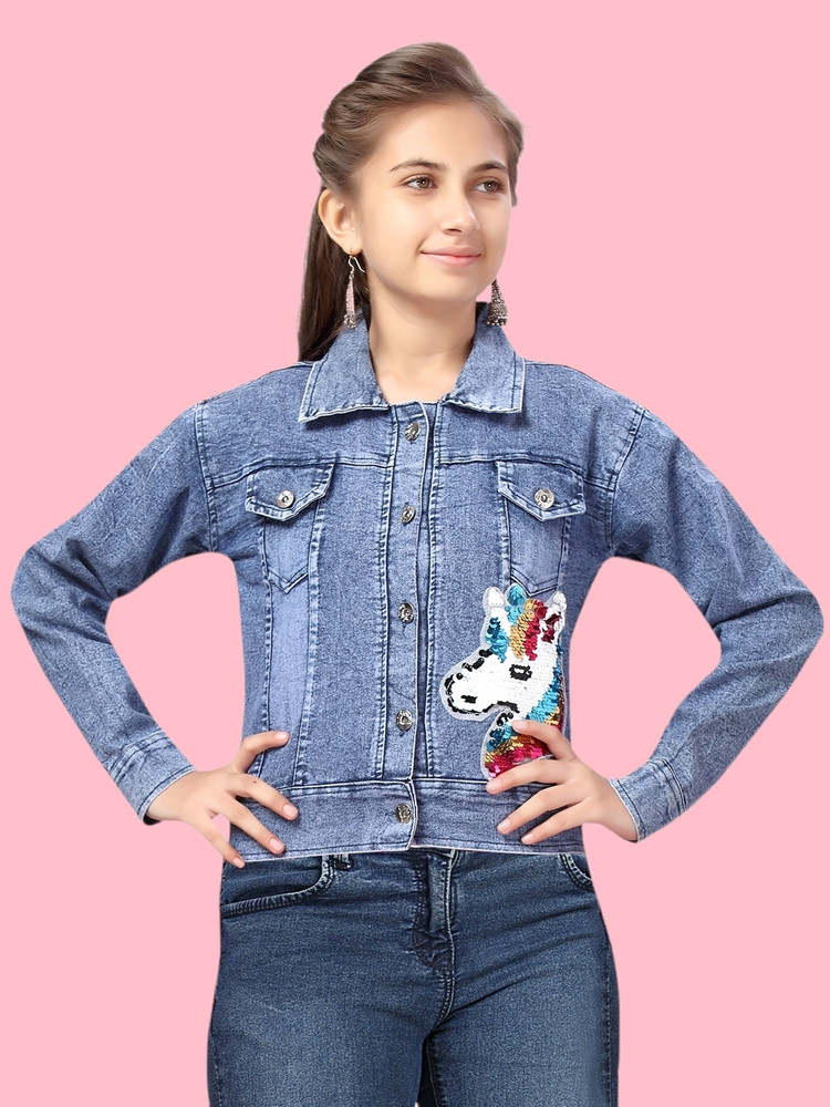 Girls embellished denim jacket online