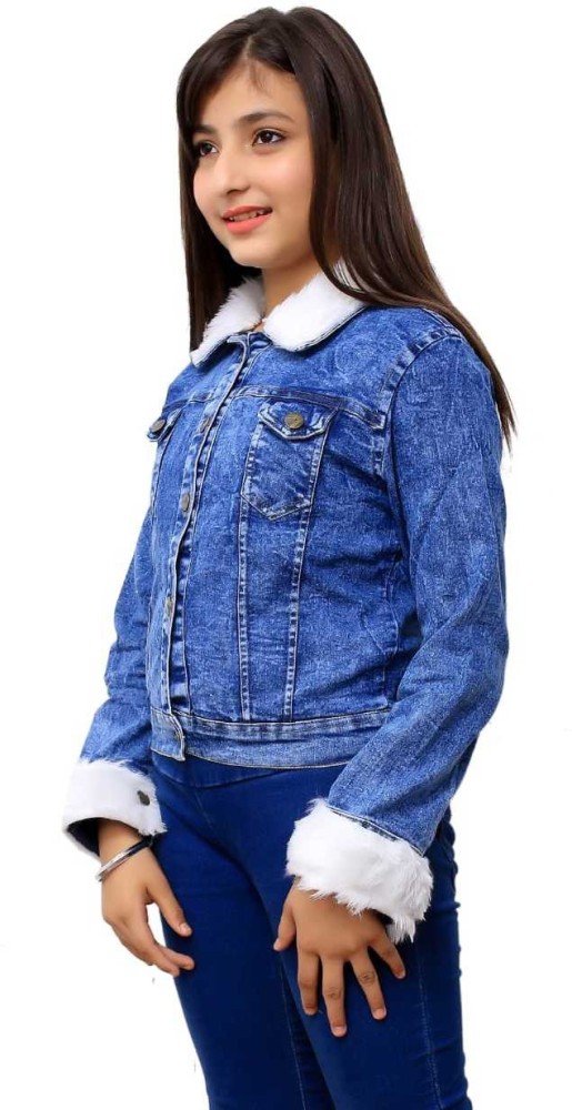 Blue denim jacket girls sale