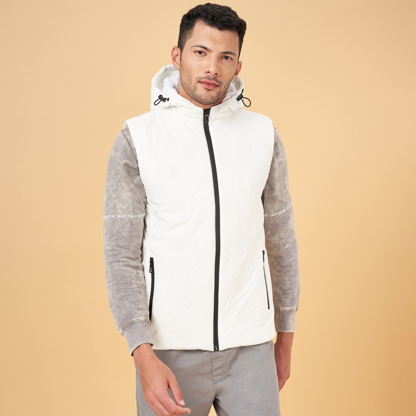 Buy Men's White Sleeveless Puffer Hoodie Jacket Online at Sassafras