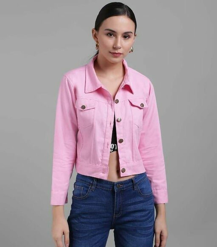 Pink denim best sale jacket womens india