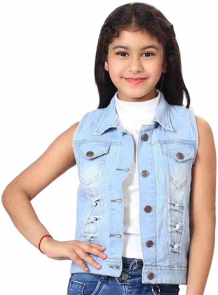 NEON 9 Sleeveless Washed Girls Denim Jacket Buy NEON 9 Sleeveless Washed Girls Denim Jacket Online at Best Prices in India Flipkart
