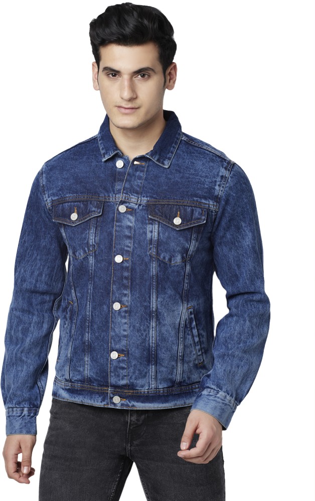 Full Sleeve Party Wear Mens Blue Printed Denim Jacket, Size: M-XL at Rs 850  in Ludhiana