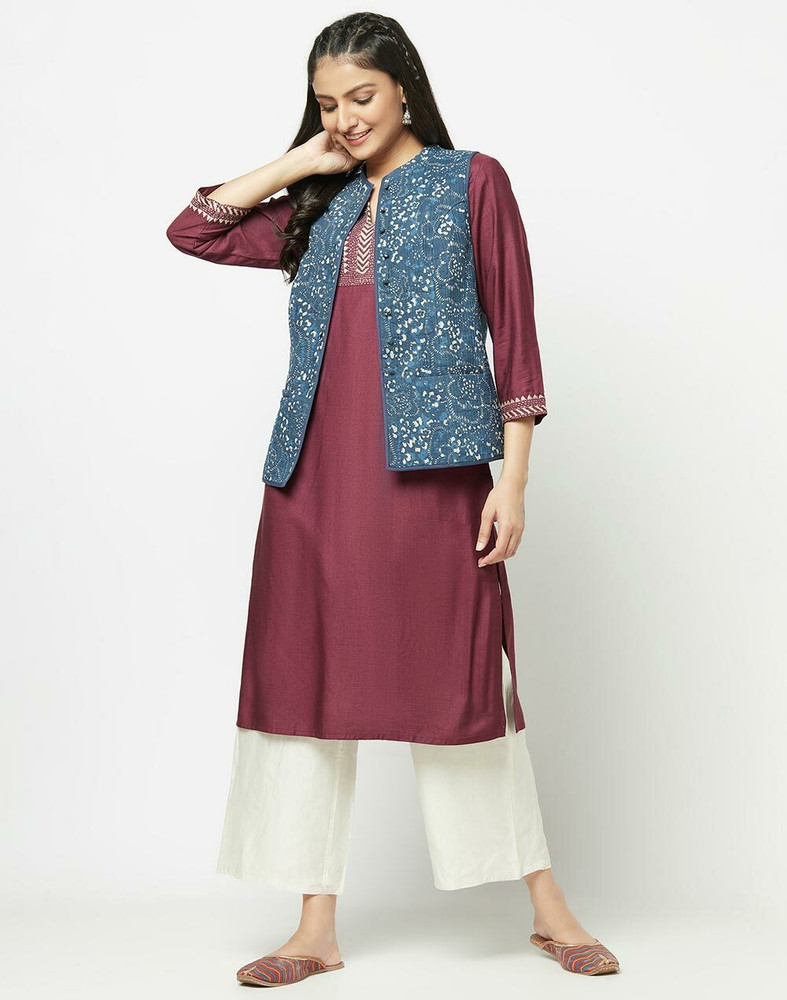 Fabindia Sleeveless Printed Women Jacket Buy Fabindia Sleeveless