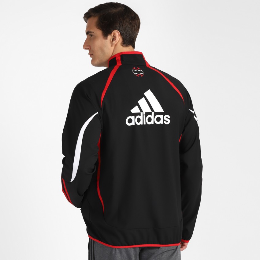 Adidas black with on sale red stripes jacket