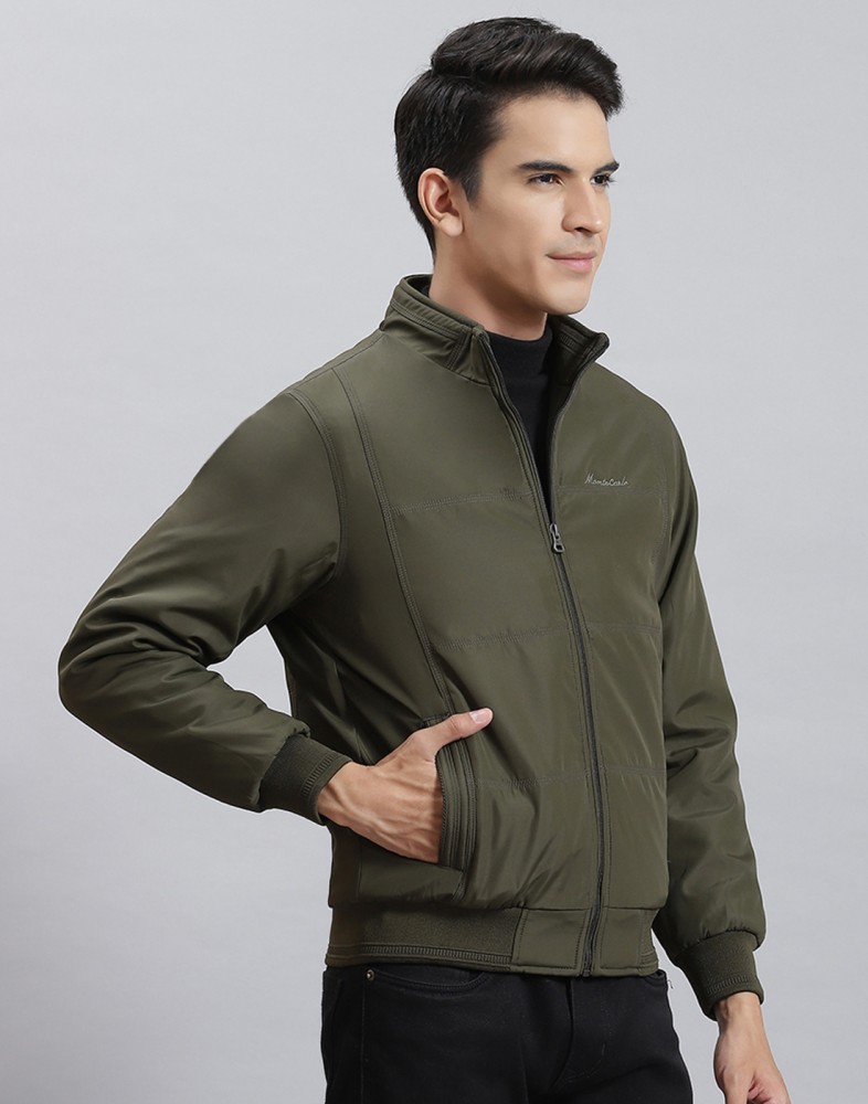 Buy Men Olive Solid Stand Collar Full Sleeve Jackets Online in India -  Monte Carlo