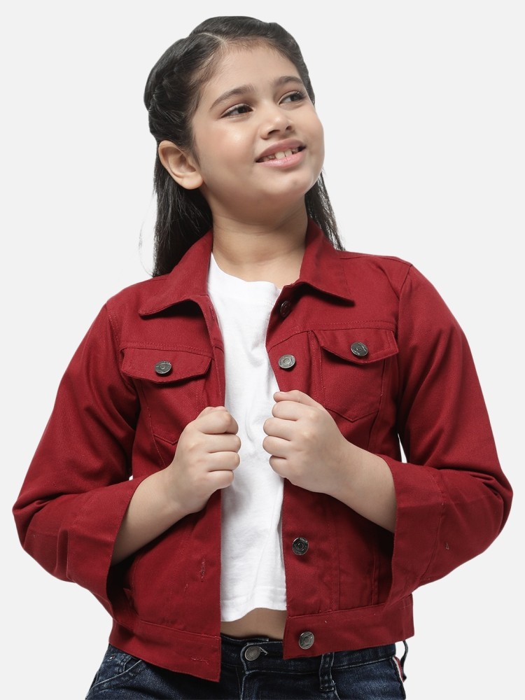 Girls red 2025 denim jacket