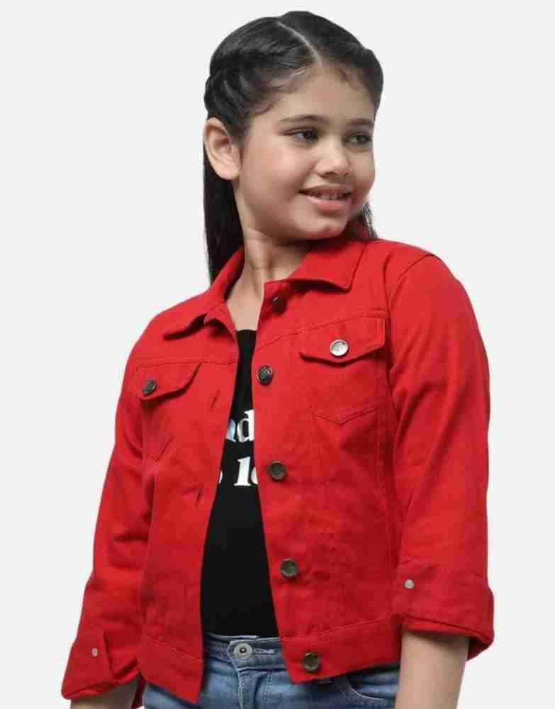 Red denim hot sale jacket girls