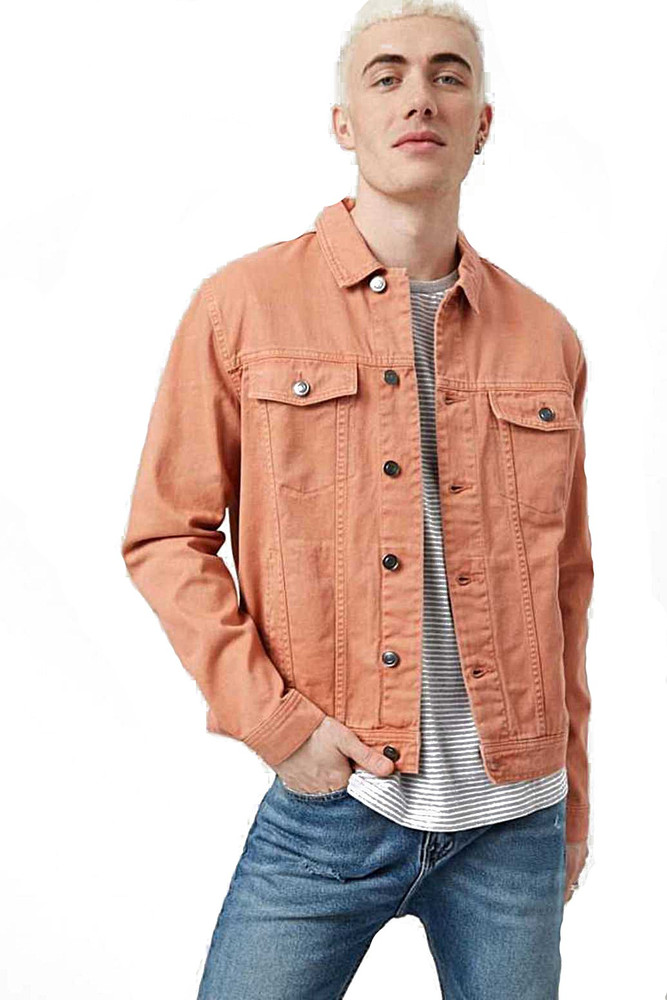 Peach denim jacket mens shop