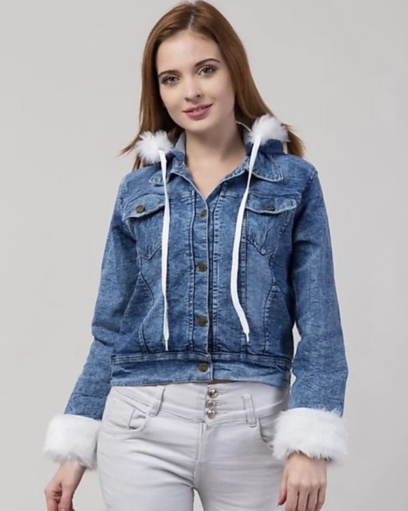 MEETNEX Full Sleeve Washed Women Denim Jacket