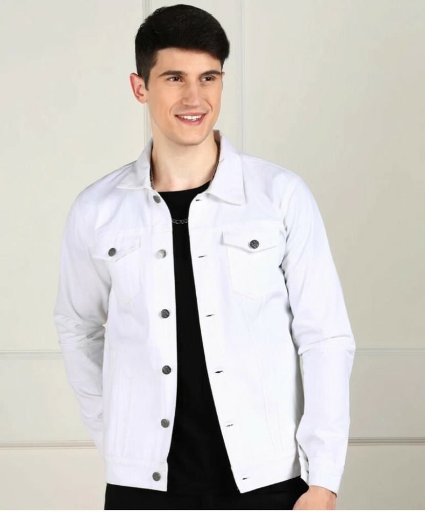 Mens denim jacket white cheap