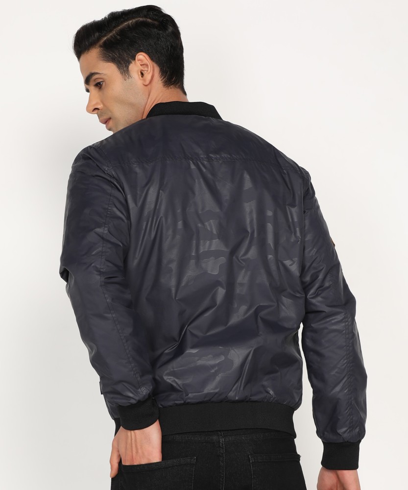 French connection mens clearance leather flight jacket black