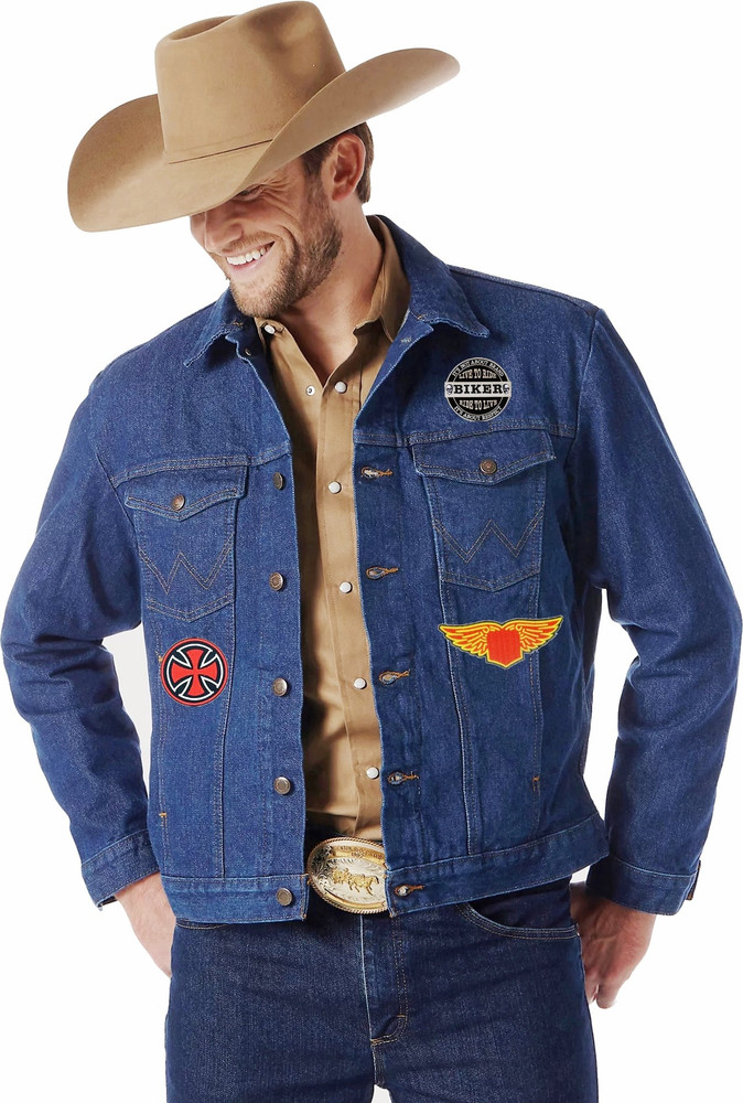 Men's embroidered denim jacket hot sale