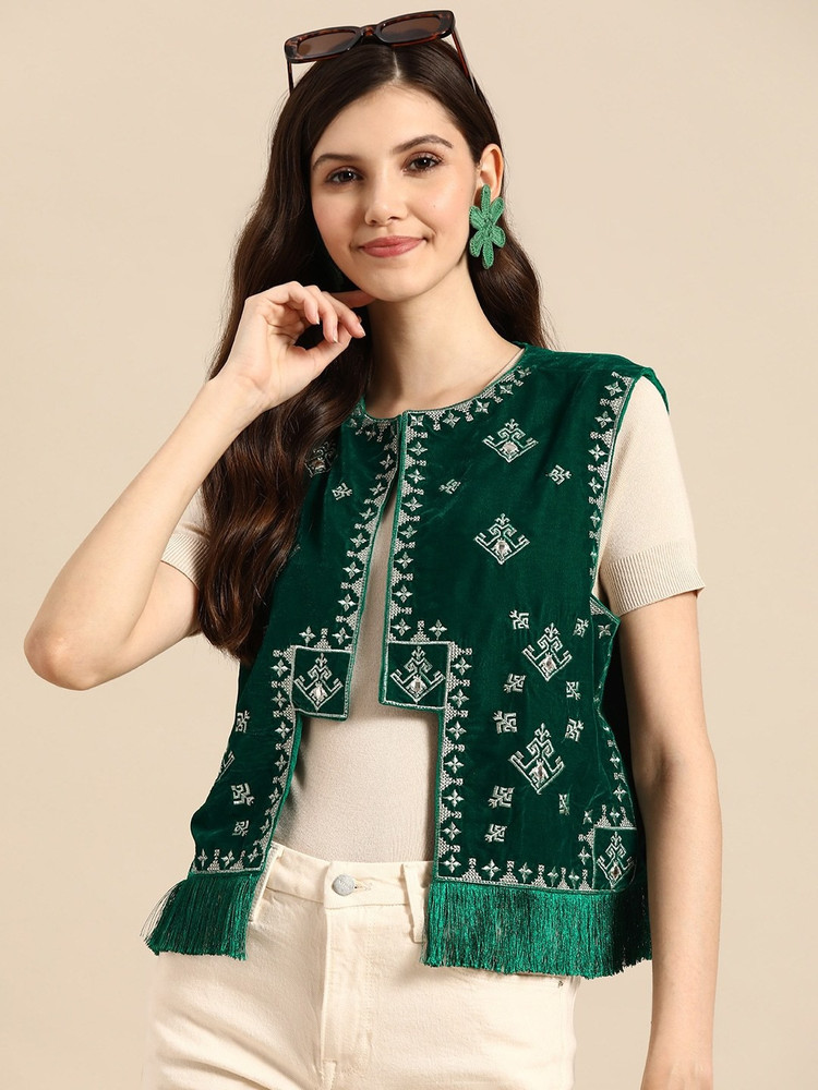 Sangria Sleeveless Embroidered Women Jacket Buy Sangria