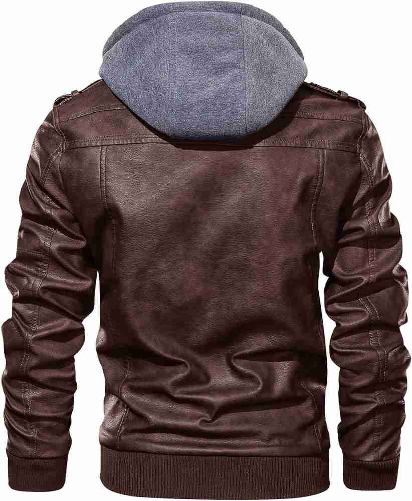 Blaq ash men's faux 2024 leather biker outerwear jacket