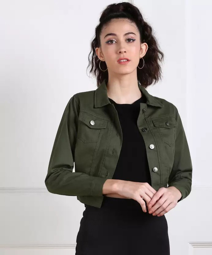 Discover 151+ ladies green denim jacket latest dedaotaonec