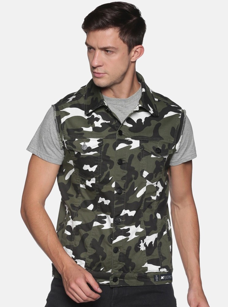 camo sleeveless jacket