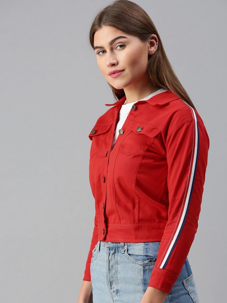 Red denim hot sale jacket ladies