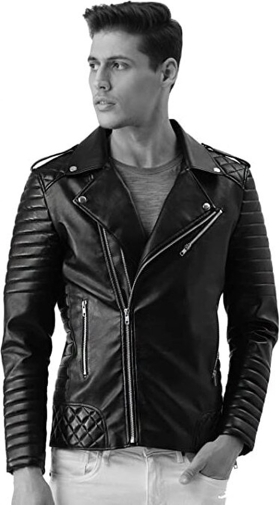 Blaq ash men's faux leather biker outerwear on sale jacket