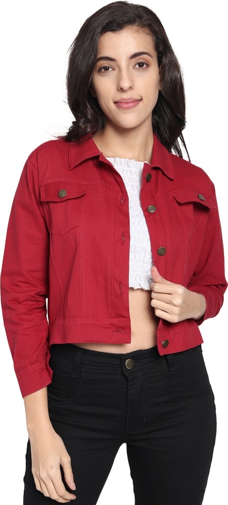 Coloured denim jacket womens best sale