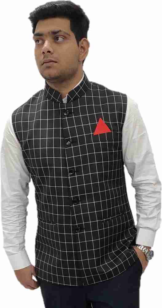 Checked hotsell nehru jacket