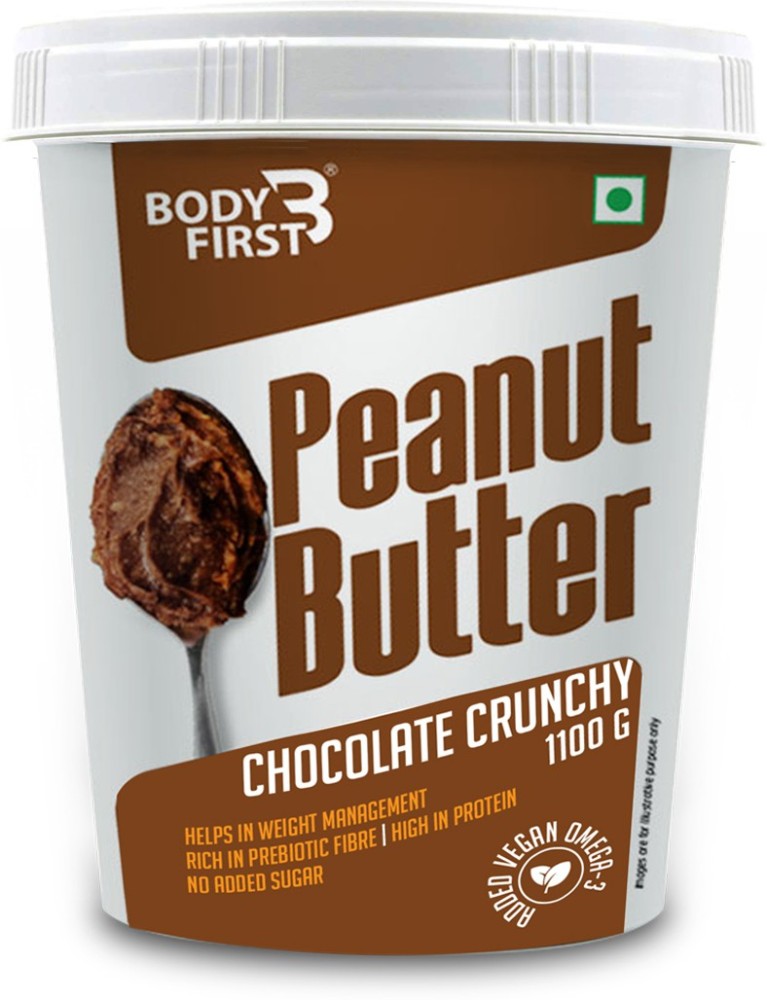 BodyFirst Peanut Butter Chocolate Crunchy with 100% Roasted Peanuts, No  Added Sugar 1100 g Price in India - Buy BodyFirst Peanut Butter Chocolate  Crunchy with 100% Roasted Peanuts, No Added Sugar 1100