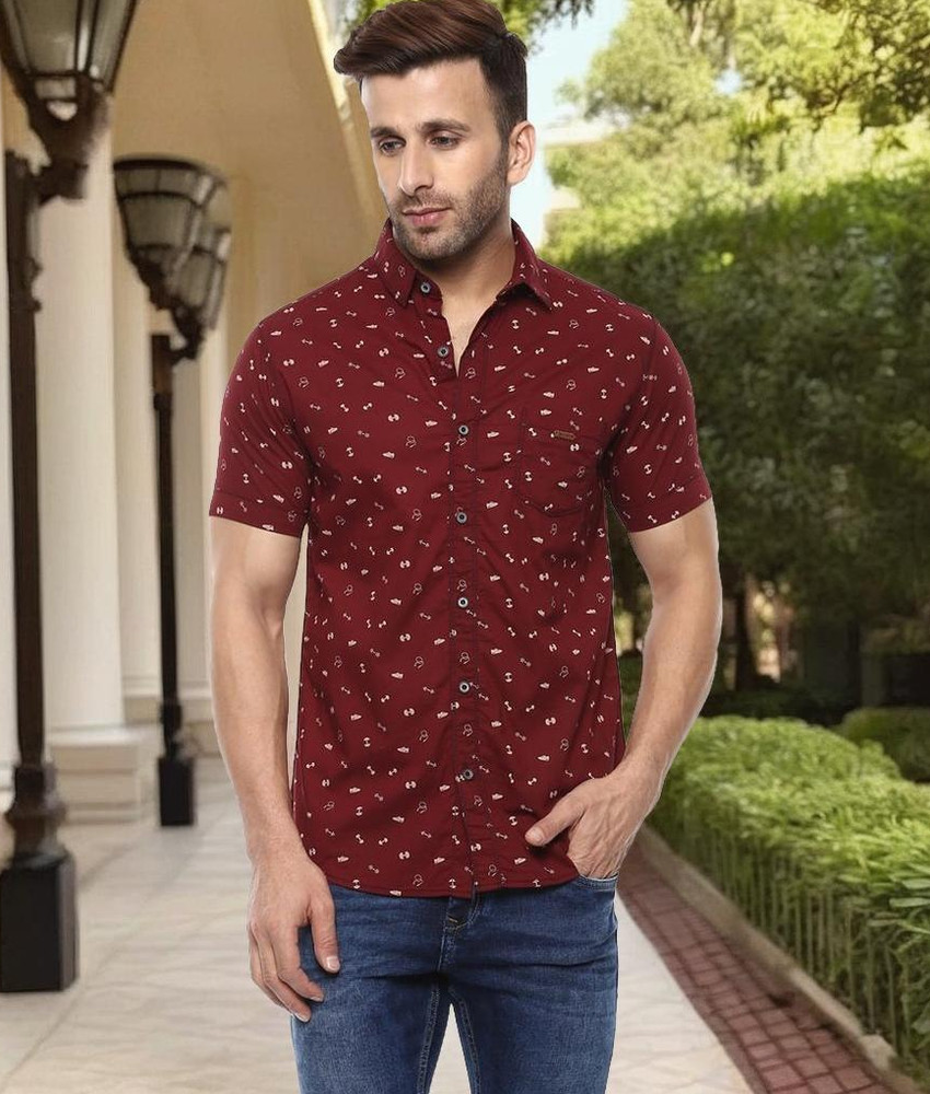 MUFTI Men Printed Casual Red Shirt Buy MUFTI Men Printed Casual