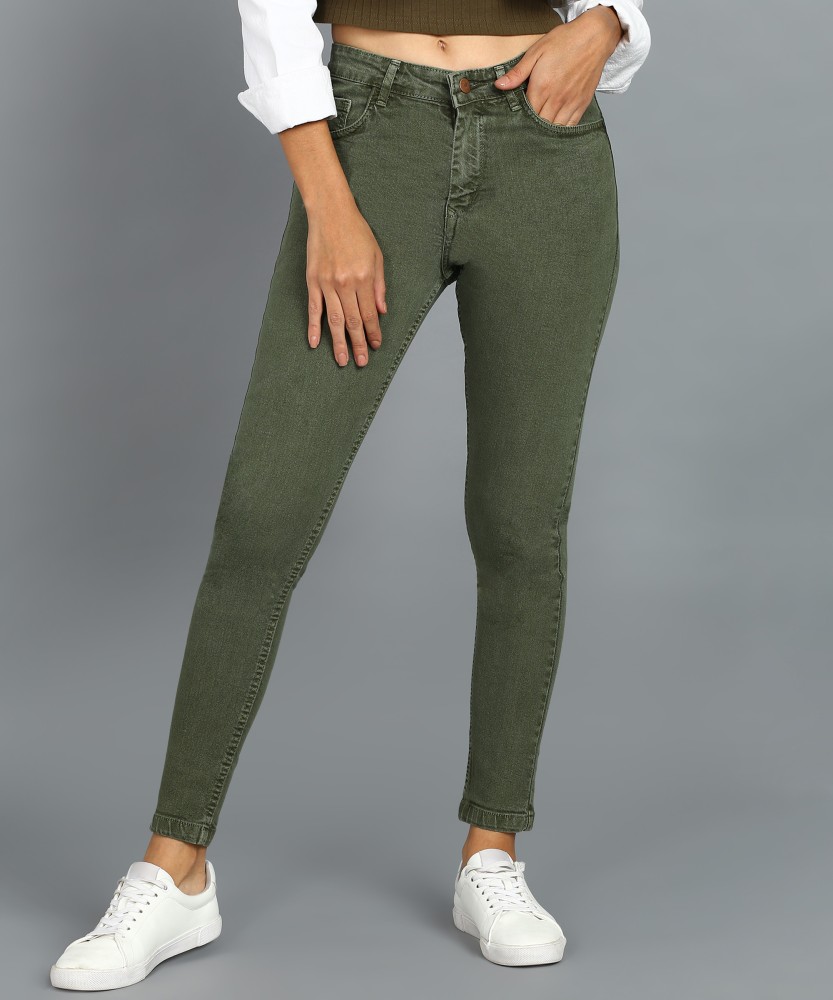 Womens olive retailer jeans