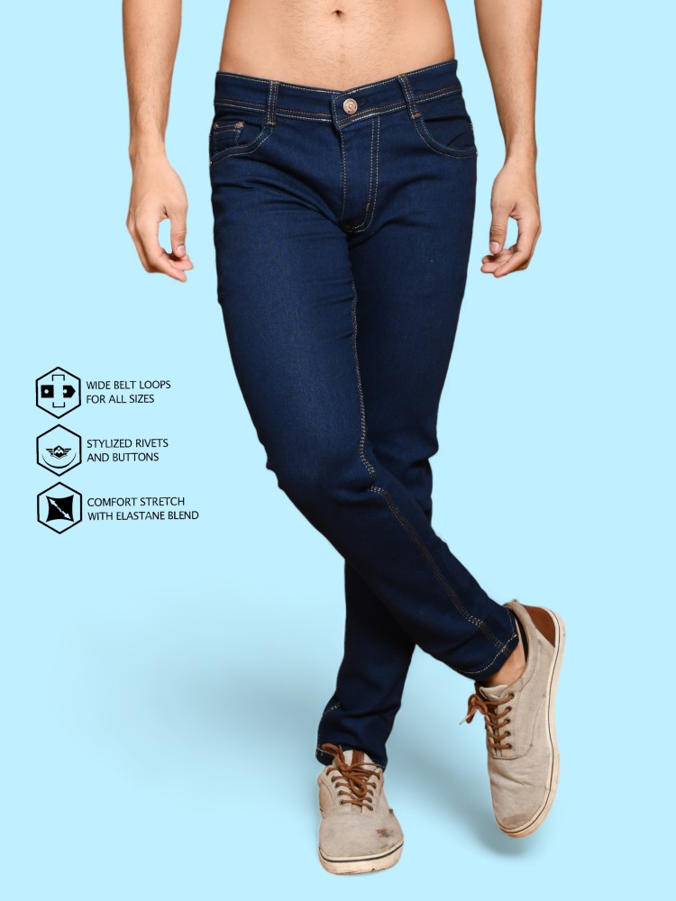 Buy Distressed Stretch Super Slim Fit Dark Indigo Blue Jeans Online at  Muftijeans