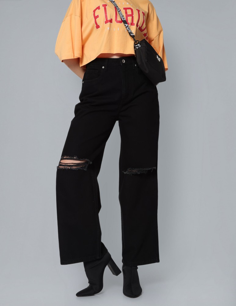 Buy Flying Machine Women High Rise Wide Leg Cargo Jeans 