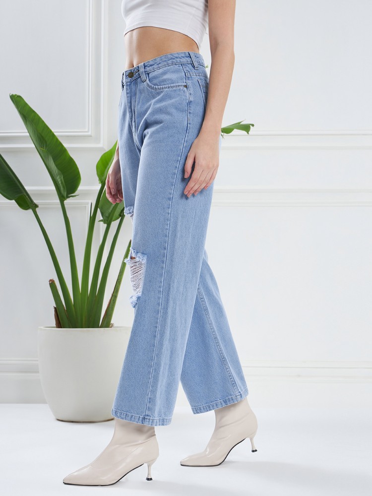 KASSUALLY Flared Women Light Blue Jeans - Buy KASSUALLY Flared Women Light  Blue Jeans Online at Best Prices in India