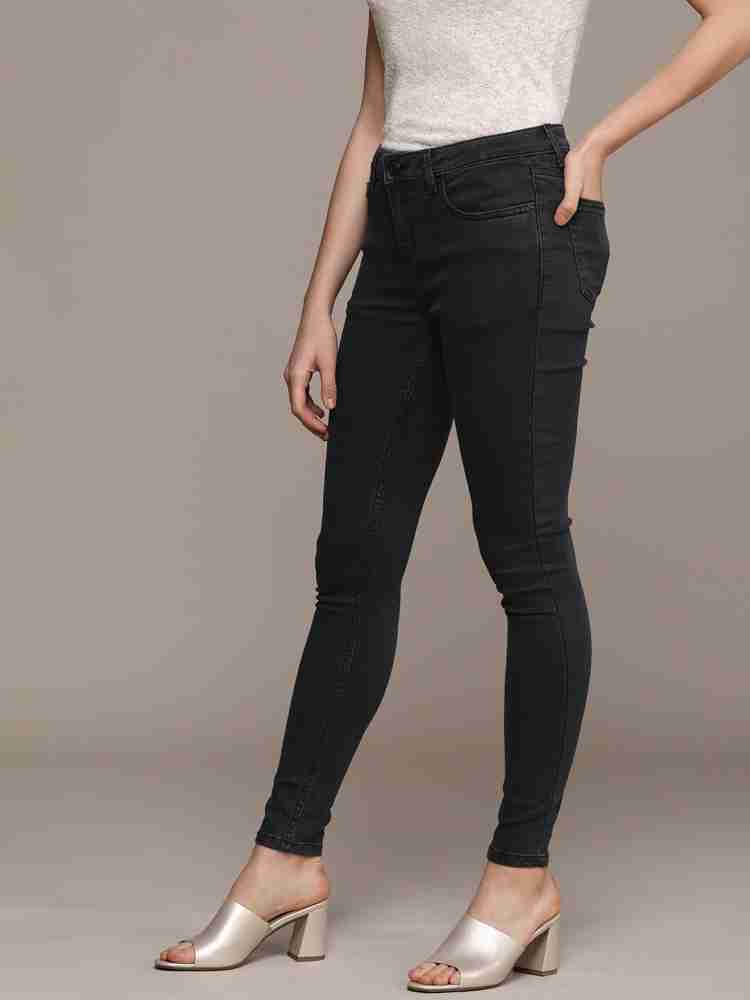 French Connection high waist skinny stretch jeggings in black