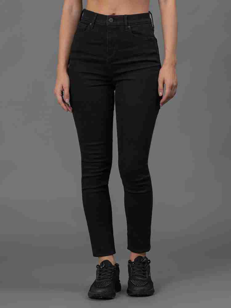 Red and black skinny 2024 jeans